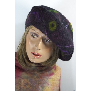 Felted reversible black beret by Maria Berghauer