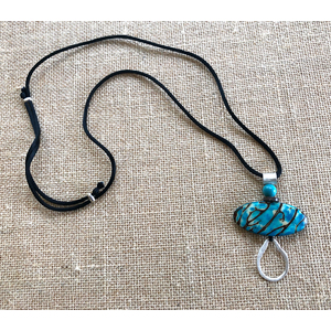 Sosote Pendant, Turquoise with Silver by Ande Axelrod