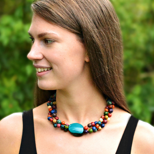 Double Strand Choker Necklace in Tagua and Açai by Ande Axelrod