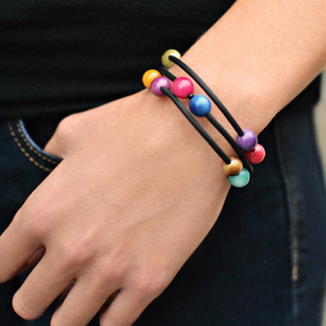 Orbit Tagua Wrap Bracelet • Cool Colors by Ande Axelrod