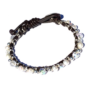 Bracelet Medium Leather Wire-Wrapped (Patented Design) by Laura Nigro