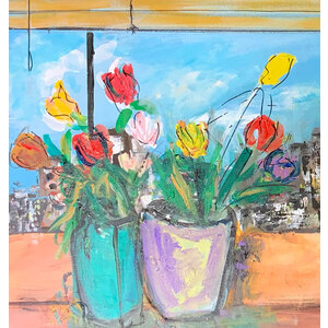 Flowers on Window Sill by Bob Leopold