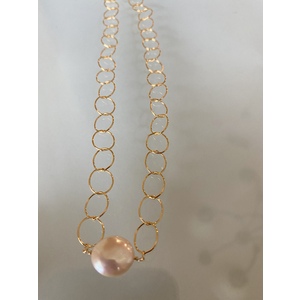 Freshwater Coin Pearl Circle Necklace by Candace Marsella