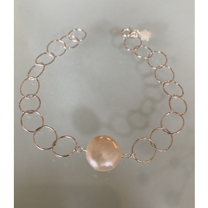 Sterling Pearl Circle Bracelet by Candace Marsella