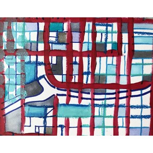 Chicago Loop - Original Drawing (in blue) by Jennifer Carland