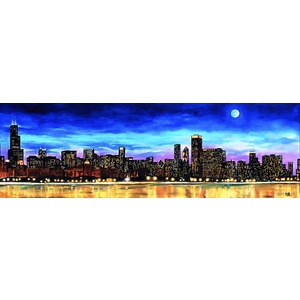 My kind of Town 40x16  Stretched canvas by Thelma Fanstone Haffner