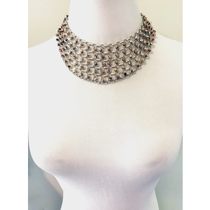 Sterling Silver Beaded Chainmail Necklace with Swarovski Crystal Beads, Rose Gold and Silver Necklace by Nicole Parisi May