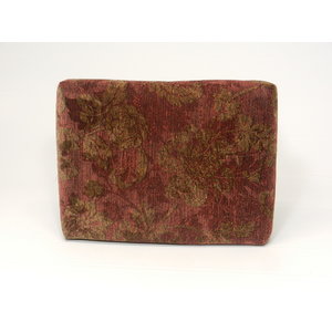 Red Floral Velvet Footstool with Solid Wood base by Fred Khodadad