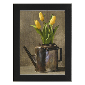6" x 8" Vintage Railroad Teapot with Yellow Tulips by Jack Kraig
