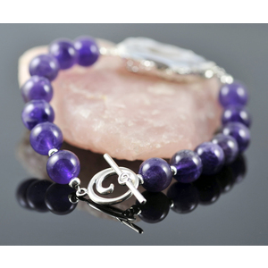"Lavender Blossom" Sterling Silver Druzy Geode Semiprecious Spiritual Healing Beads Toggle Womens Bracelet "Lavender Blossom" by Zsuzsanna Luciano
