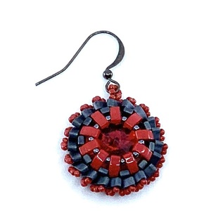 Sparkle Wheel (Red and Gray) Earrings  by Ravit Stoltz