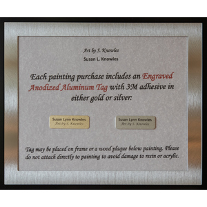 Engraved, Anodized Aluminum Tag in Gold or Silver   2 1/4  x  3/4  inches by Susan Knowles
