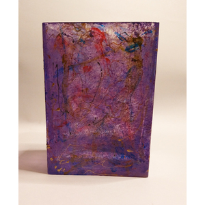 Semi Sheer Purple Rectangle Glass Vase or Candle Dish by Deborah Potash Brodie