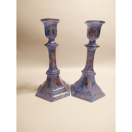 Medium tall glass candle pair