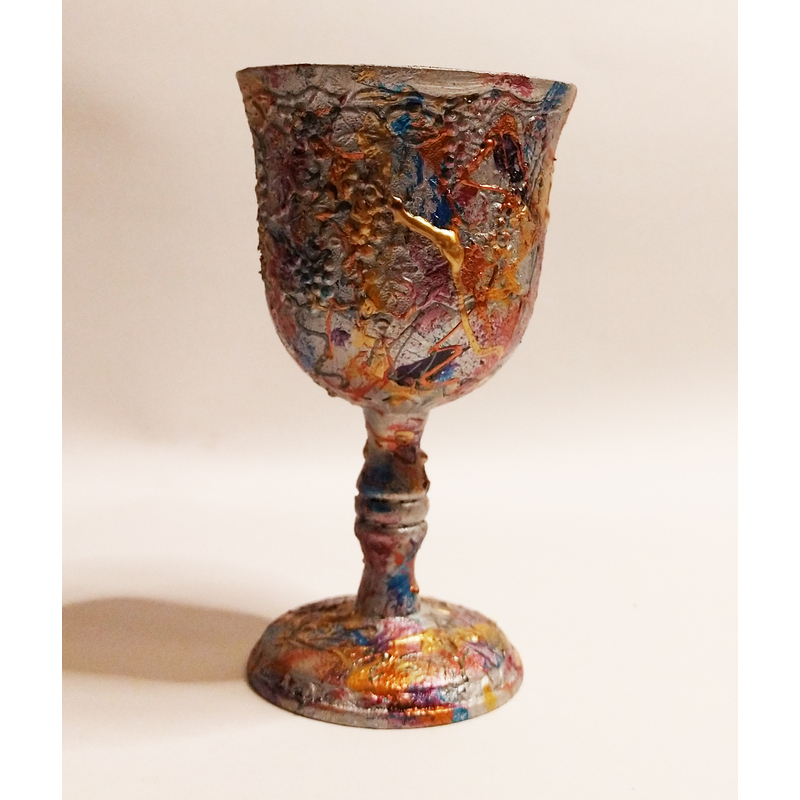 Metal Wine Embossed Kiddish Cup by Deborah Potash Brodie