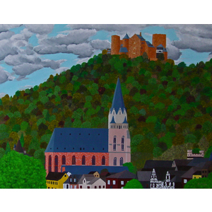 Oberwesel and Schoenburg Castle 18 1/4 x 14 1/4 by Jim Young