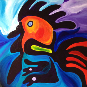 The rooster | 36" x 36" by Nathalie Gribinski