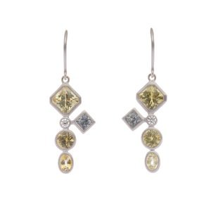 Sapphire Earrings in Yellow and Gray by Diana Widman