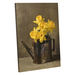 24" x 34.5" Vintage Railroad Tea Pot with Daffodils by Jack Kraig