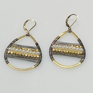 Mixed Metal Pearl Hoops by Barbara  Weinreb