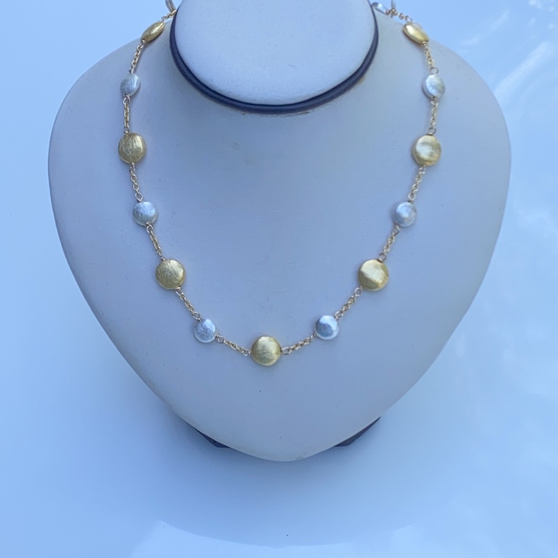 Silver and Gold Disk Necklace by Barbara  Weinreb