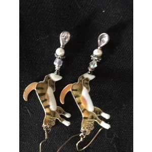 Cloisenne' tiger cats with 925 silver, pearls and Sawarovski crystal by Ann Marie Hoff
