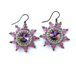 Lovely Pink And Purple Flower Earrings  by Ravit Stoltz