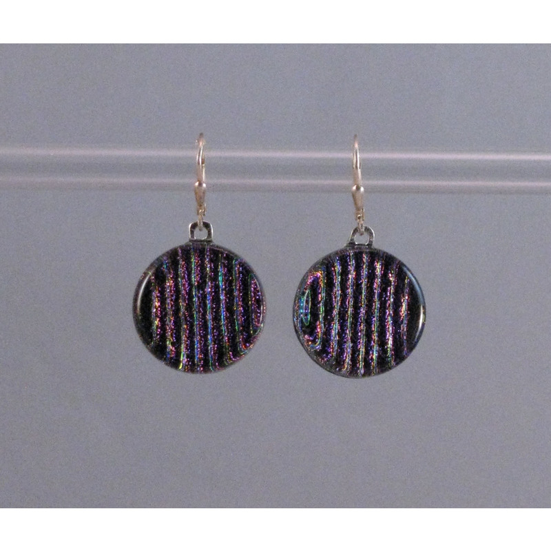 Purple Stripe Dichroic Earrings by Sheila Papaioannou