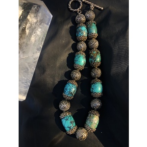 Authentic Turquoise with Sterling Silver caps and Silver Beads by Ann Marie Hoff