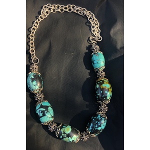 Turquoise & Silver Necklace by Ann Marie Hoff