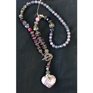 Chaorite, Rubies, Freshwater Pearls, Marachasite, Leopoldite, Moonstone Necklace by Ann Marie Hoff