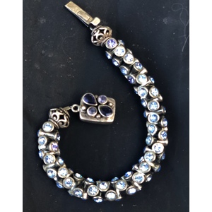 Blue Crystal Dumbells with Silver Amethyst clasp by Ann Marie Hoff