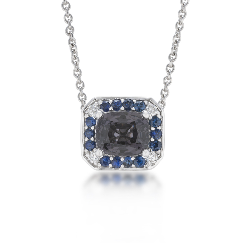 Gray Spinel, Sapphire, and Diamond Pendant by Diana Widman