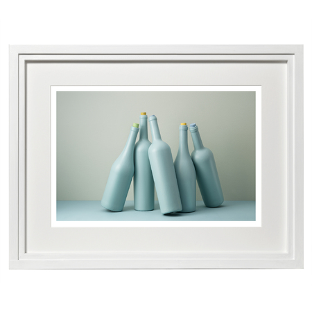Medium 18x24 frame blue bottles
