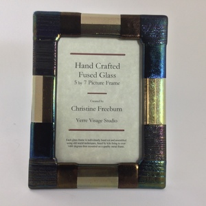 Fused Glass Picture Frame Bronze 5x7 by Christine  Freeburn 
