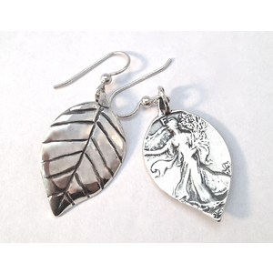 Small leaf half earrings madefromcoins large