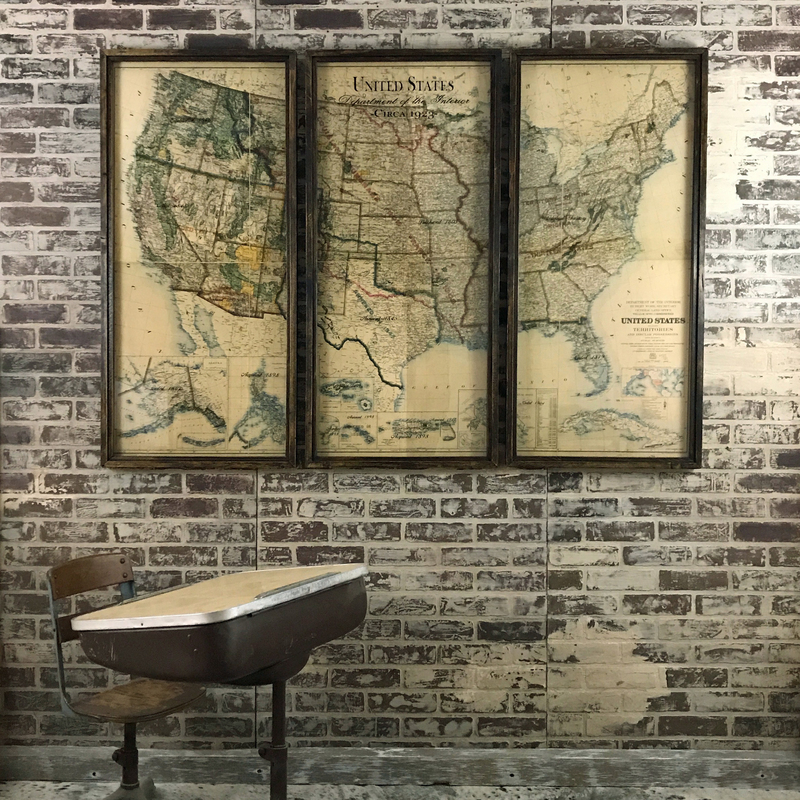 USA 3 piece map - reproduction 1923 framed map by Amy Manning