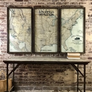 Three Piece USA map - Reproduction 1890s USA Railroad map by Amy Manning