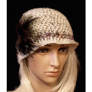 Women’s cloche hat in vanilla and brown by Sherri Gold
