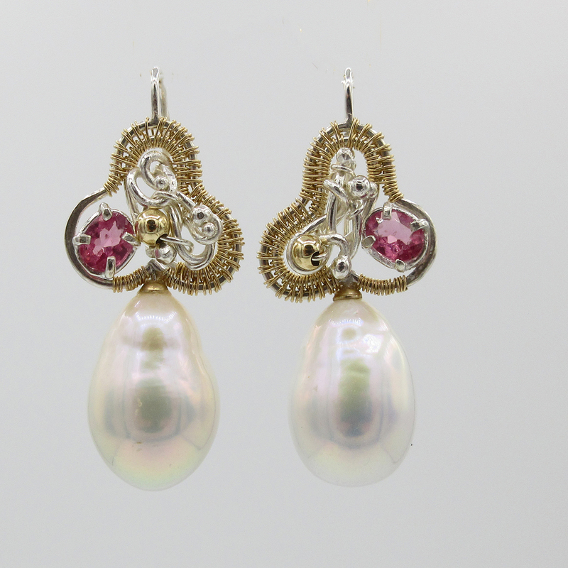 Past Reflections - Freshwater Pearl Baroque Drops & Pink Spinel by Ann Flick