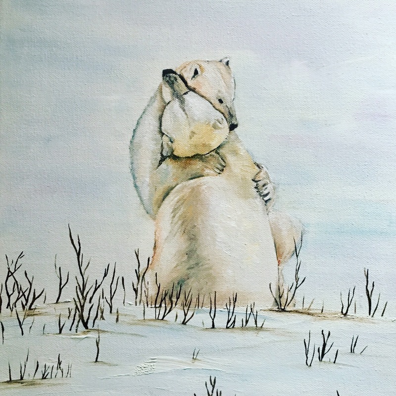 Polar Affection 12x16 Oil on canvas by Thelma Fanstone Haffner