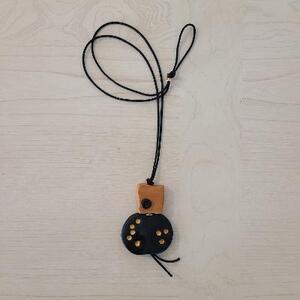 Gold and Black Clay Bead Pendant by Susan Paolilli