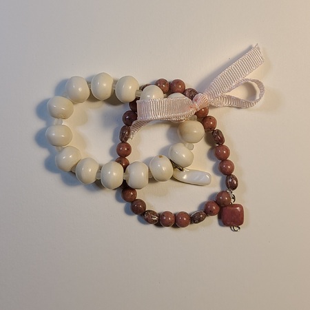 Medium sister bracelets w lg wht bone beads