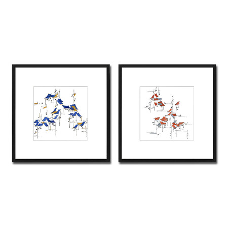 Medium red and blue action print set 20x20