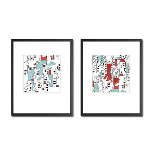 City of Faces Print Set of 2 by Nha Vuu