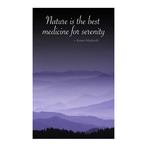 Poster titled: Blue Valleys with inspirational quote, Large by Ron Mellott
