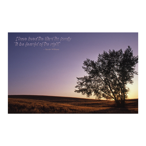 Poster titled:  "Solitary Tree at Sunset" with inspirational quote.  Large size of 24" x 36". by Ron Mellott