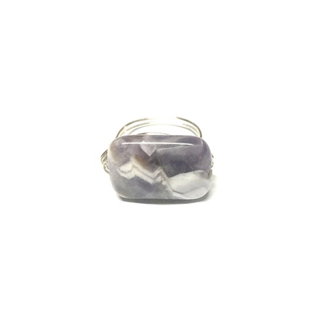 Medium statement ring silver amethyst stone front view