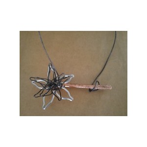 Abstract Wire Flower Bar Necklace by Jody Flemming