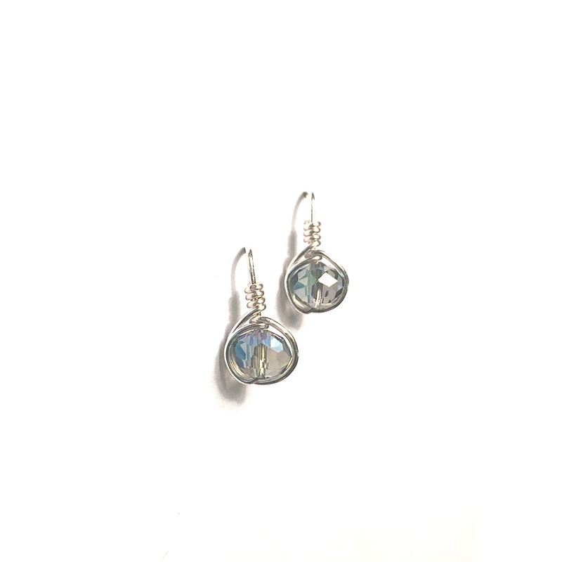 Earrings Silver Wire with Crystal by Laura Nigro
